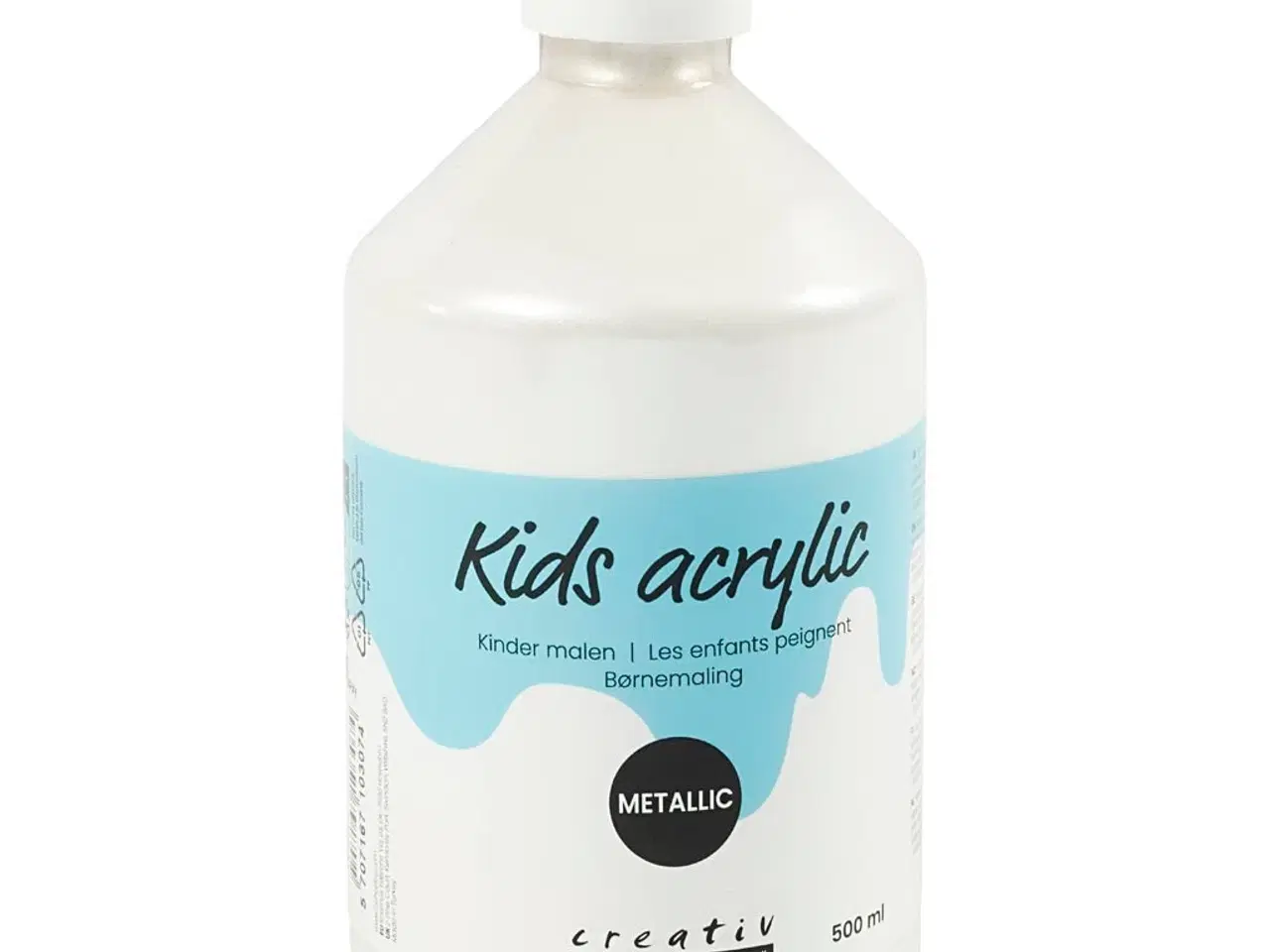 Billede 1 - Akrylmaling Metallic, metallic, hvid, 500ml/ 1 fl.