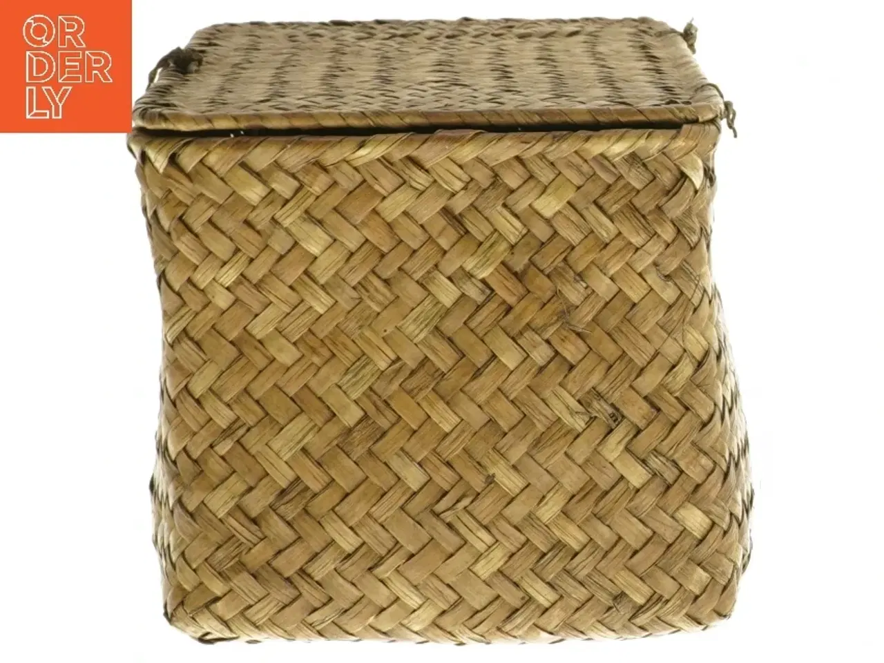 Billede 3 - Flettet opbevaringskurv med låg (str. 11x17x13 cm)