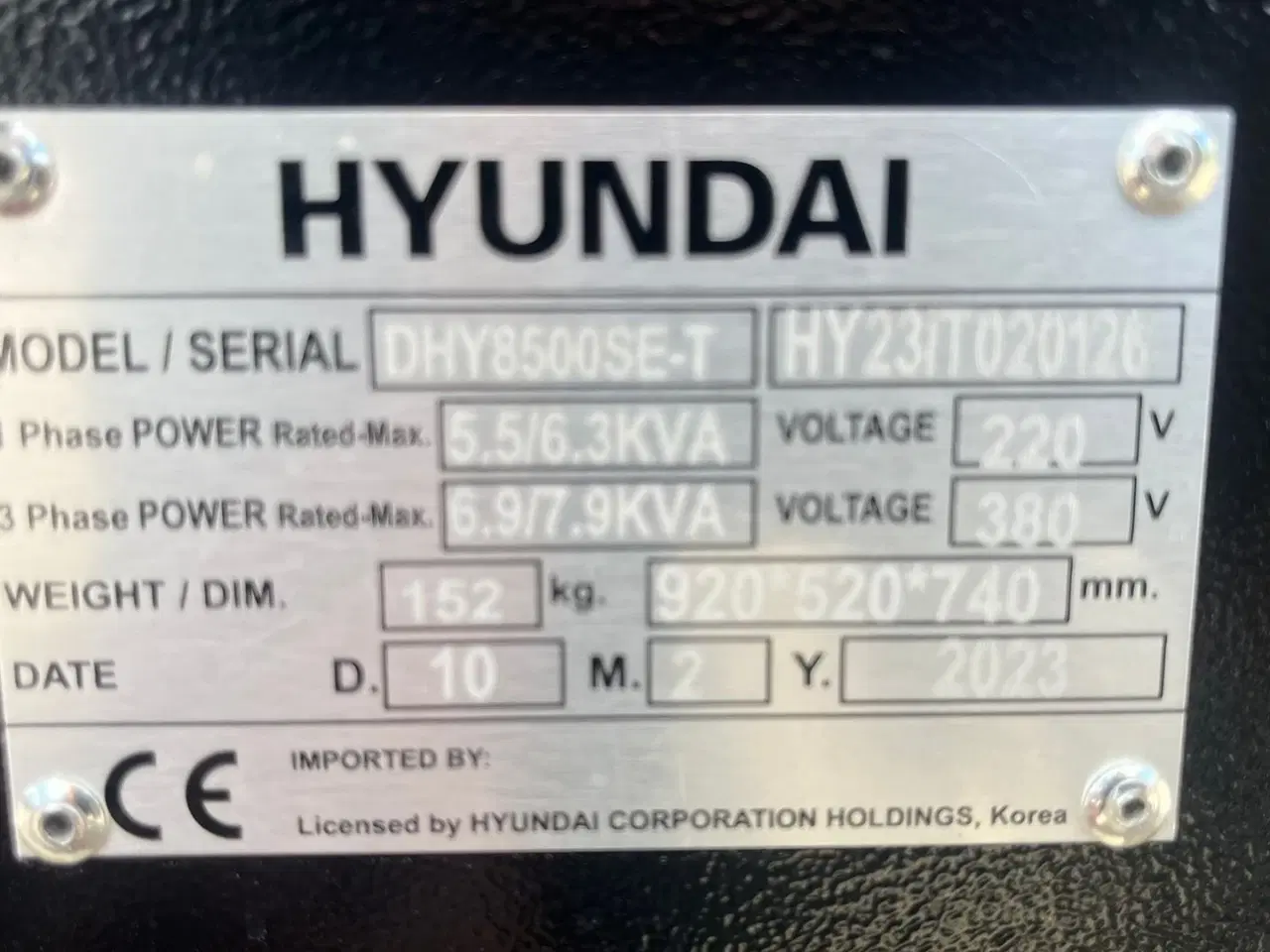 Billede 8 - Hyundai DHY8500SE-T 7,0kW diesel