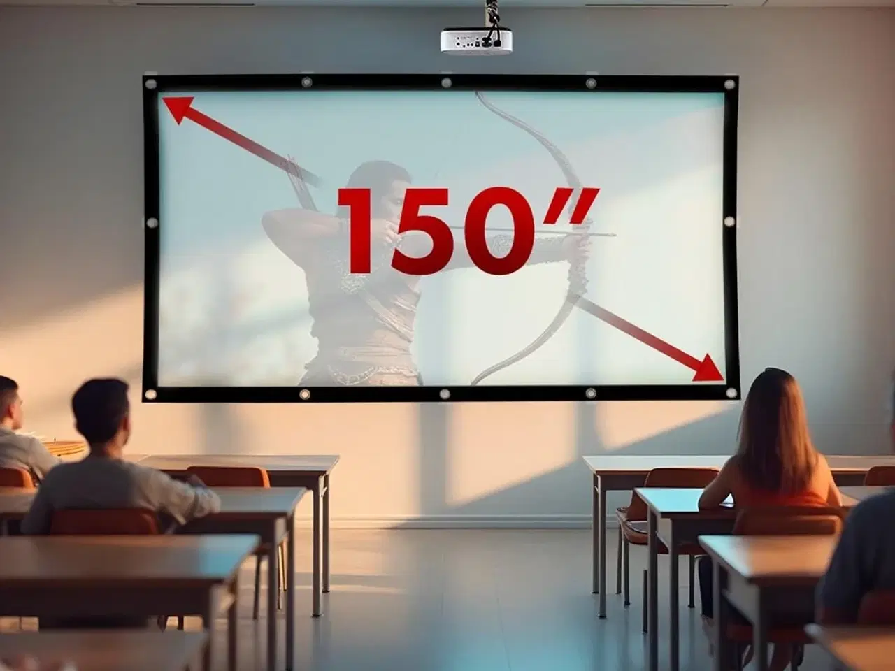 Billede 7 - Projektor lærred 150" Maclean – 330×187 cm, 16:9 kant, ophængskroge