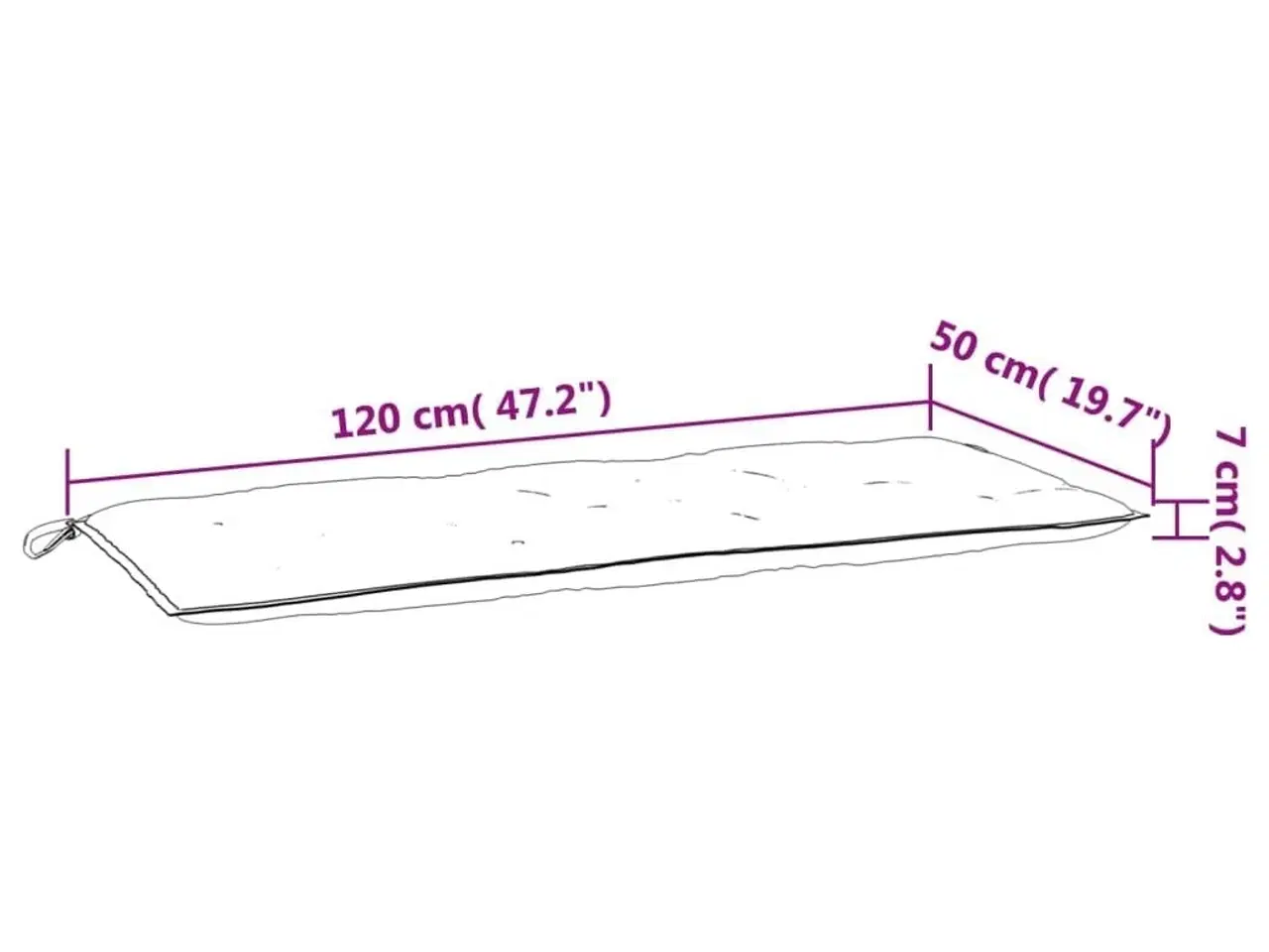 Billede 7 - Hynder til havebænk 2 stk. 120x50x7 cm oxfordstof sort