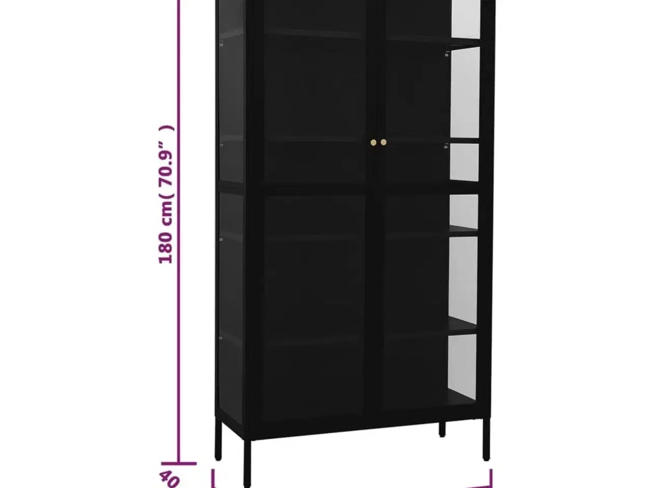 Billede 10 - Udstillingsskab 90x40x180 cm stål og hærdet glas sort