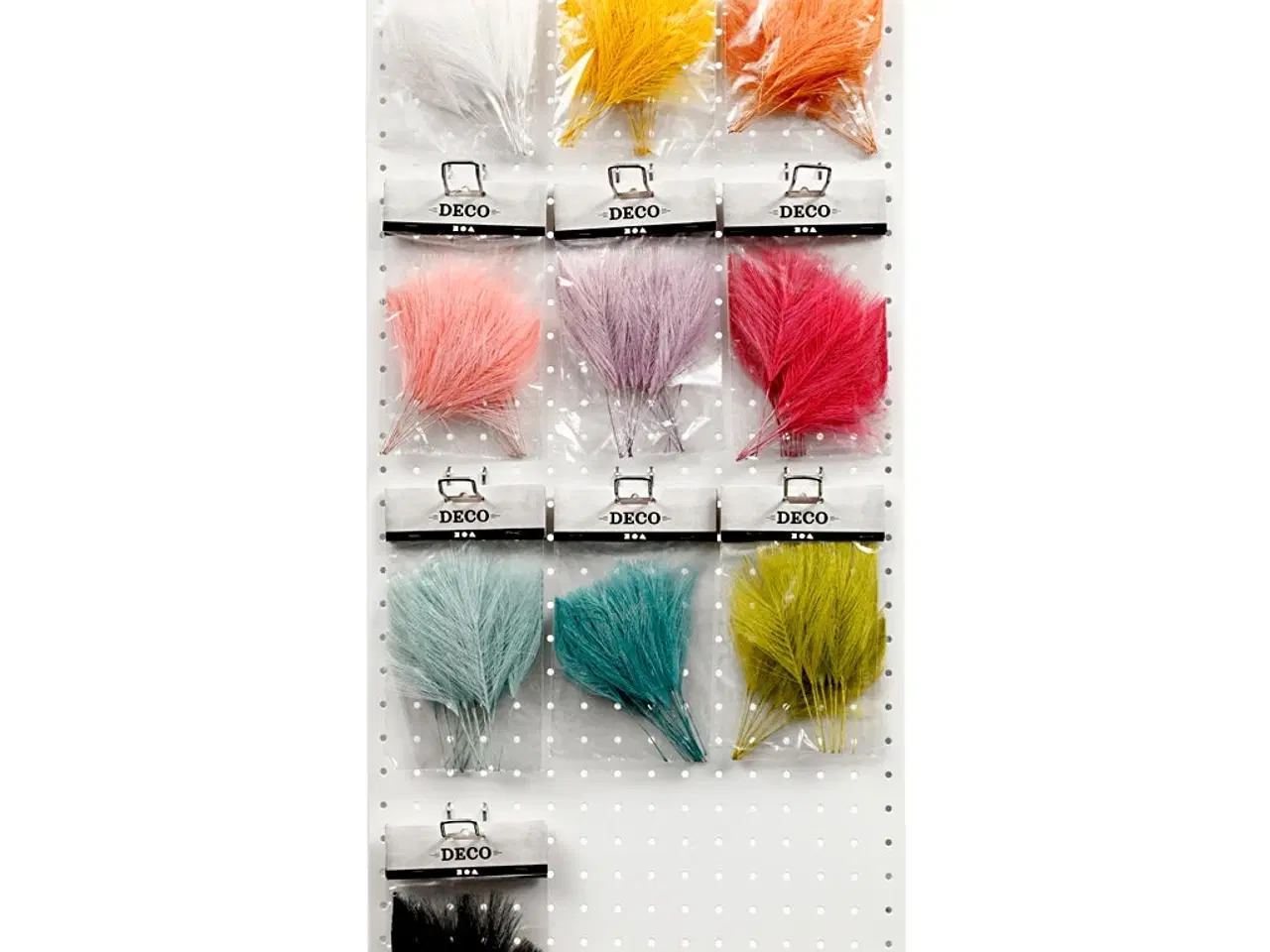 Billede 1 - Kunstige fjer, L: 15 cm, B: 8 cm, ass. farver, 10x10pk./ 1 pk.