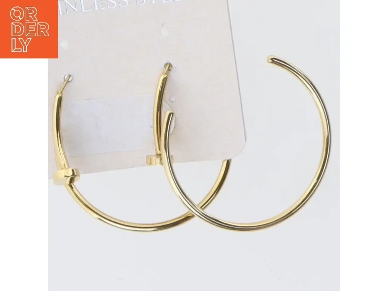 Billede 2 - Guldfarvede rustfrit stål øreringe (str. 3,5 cm)