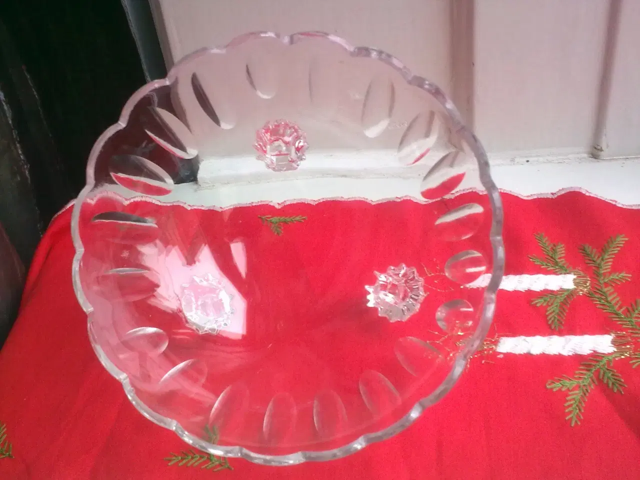 Billede 1 - Gammel dansk glasskål på tre sneglefødder