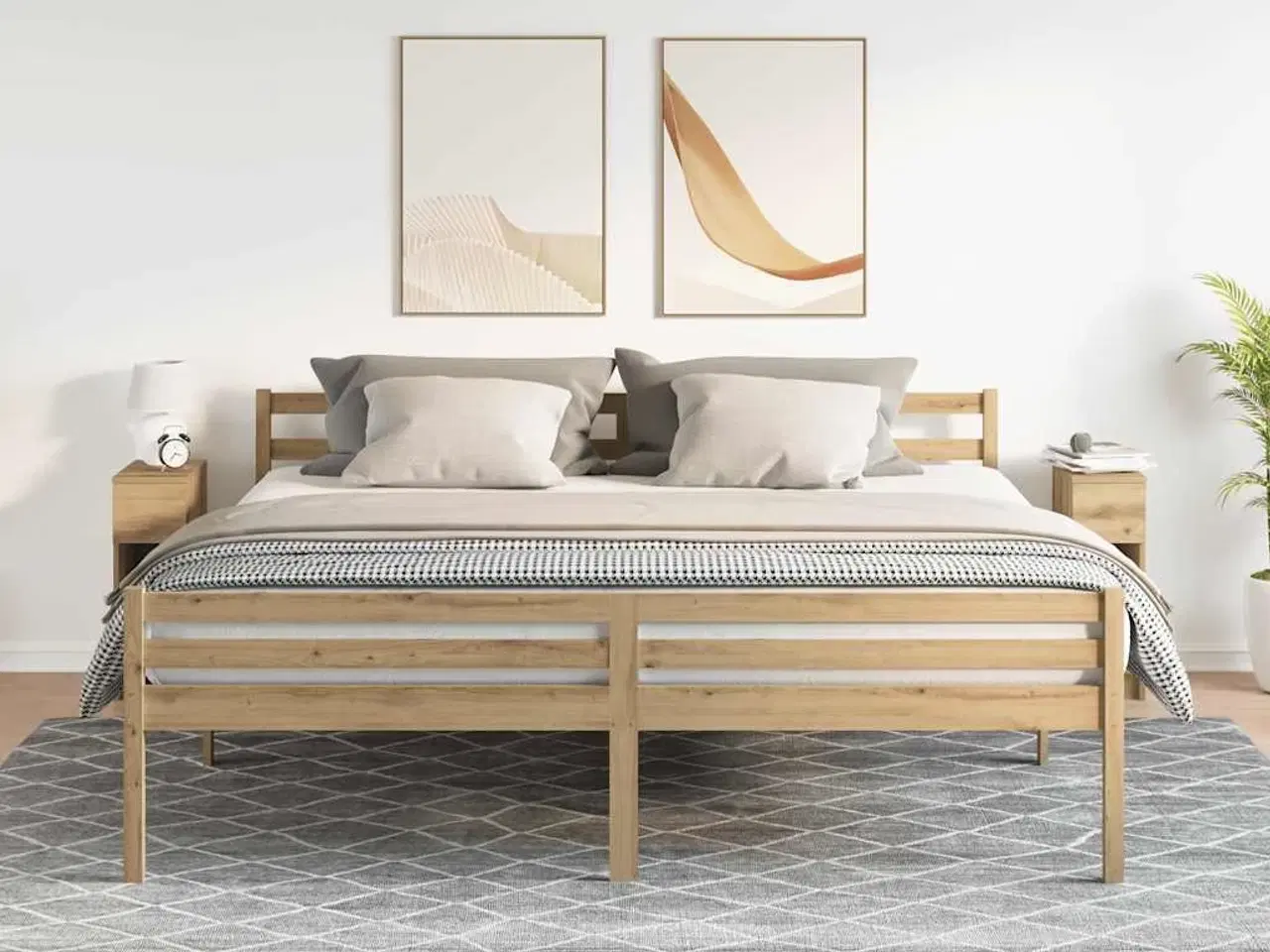 Billede 3 - Sengeborde med skuffe 2 stk. 20x36x60 cm egetræsfarve