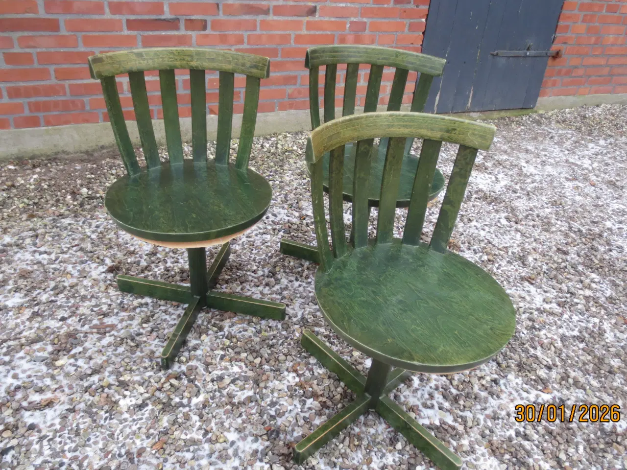 Billede 2 - 3 stk Runde Edsbyverk Drejestole Grønne