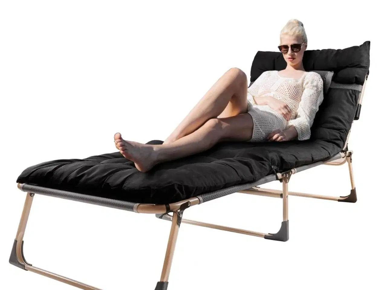 Billede 2 - Sammenklappelig feltseng 193 cm – sort rejsefeltseng med puder