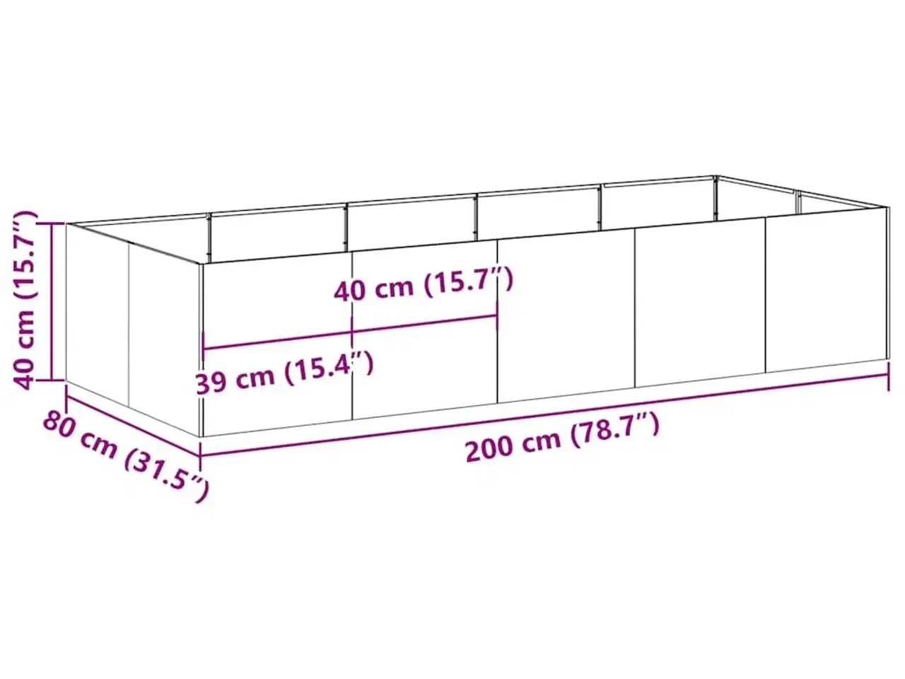 Billede 9 - Plantekasse 200x80x40 cm stål olivengrøn