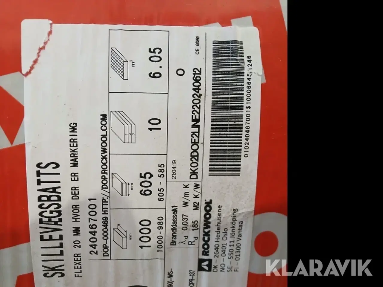 Billede 2 - Rockwool skillevægsbatts 42m2 Rockwool