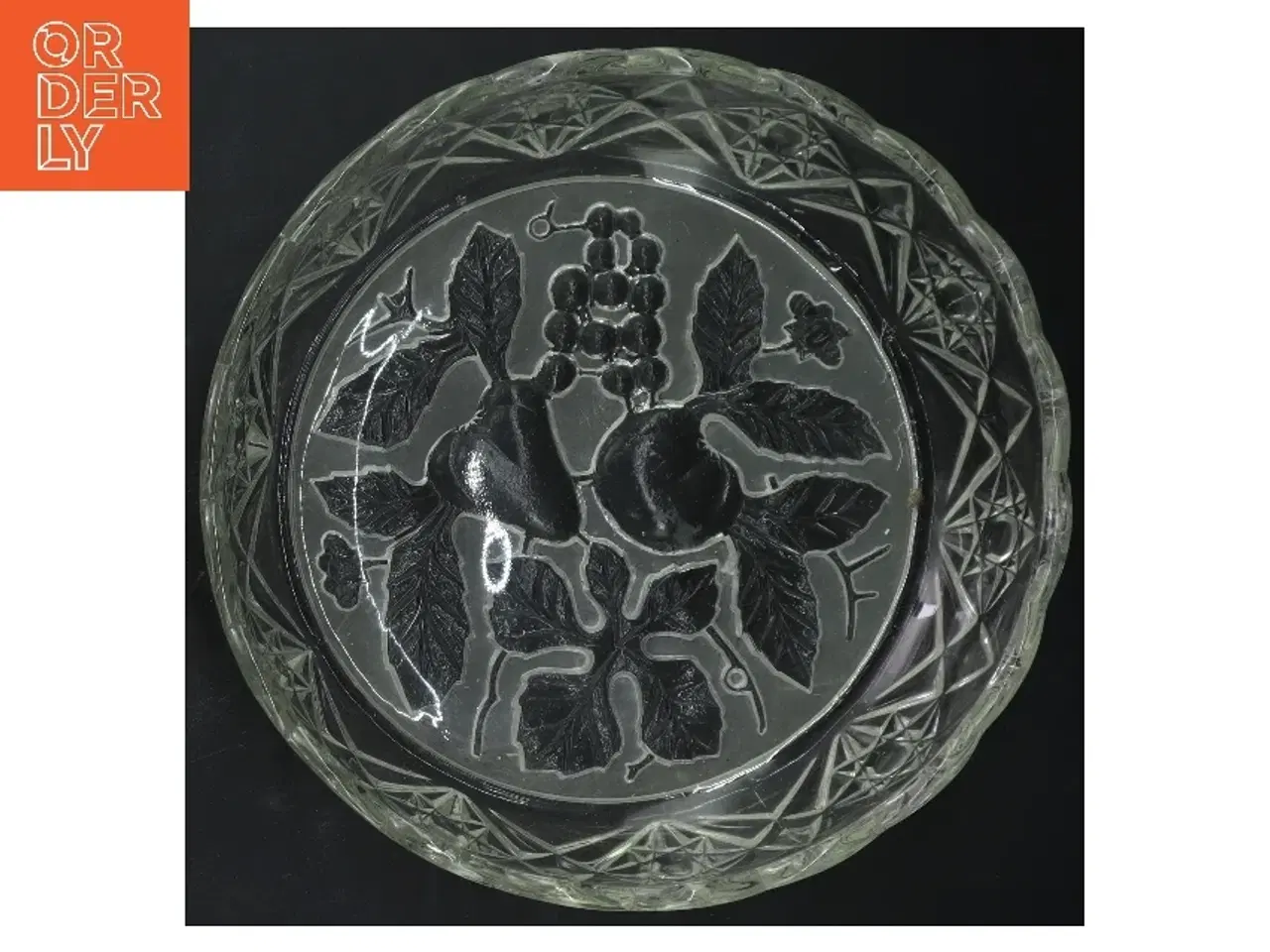 Billede 3 - Rundt glaskål med frugtmotiv (str. Ø 21 cm)