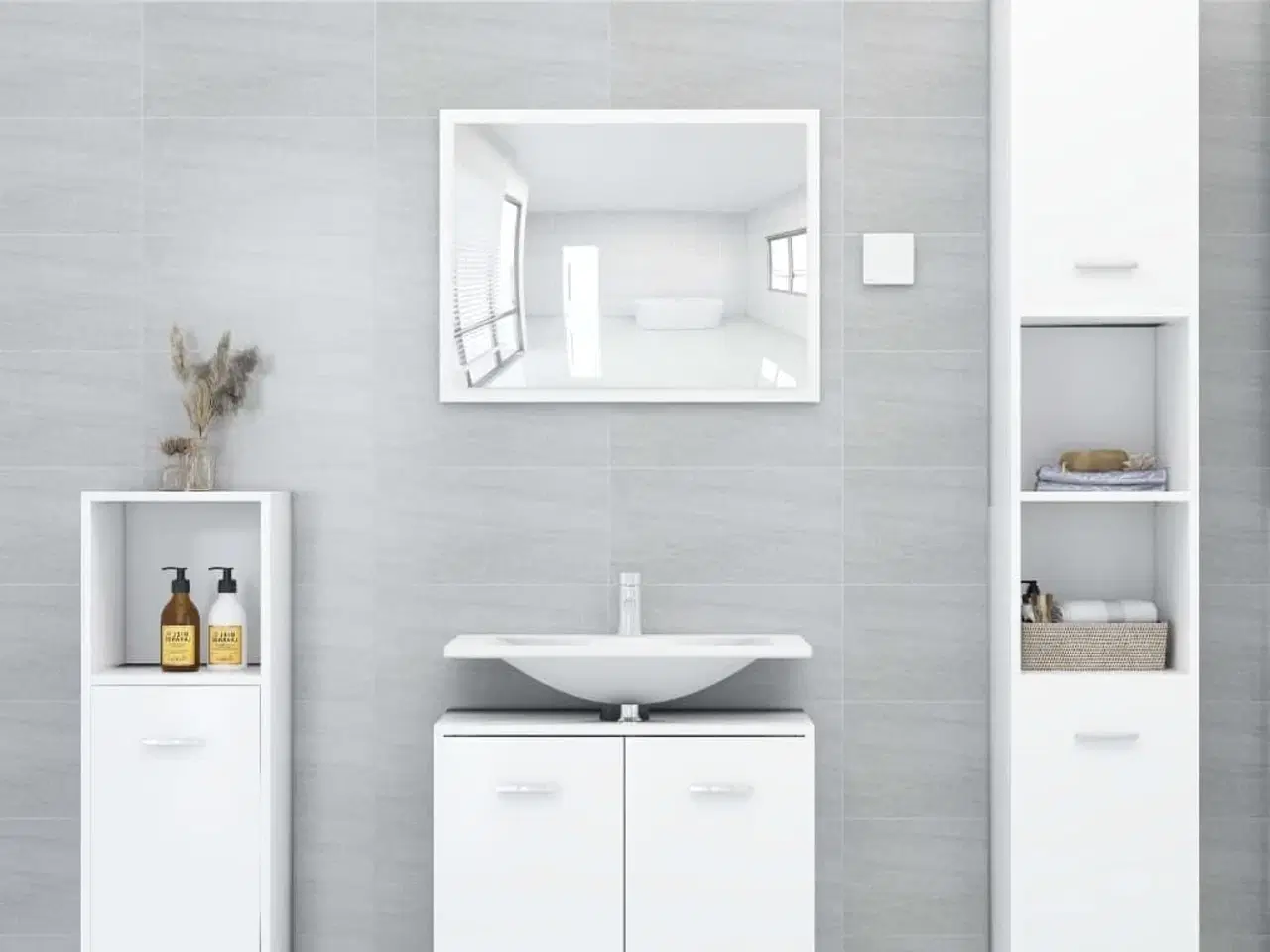 Billede 3 - Badeværelsesskab 30x30x95 cm konstrueret træ hvid