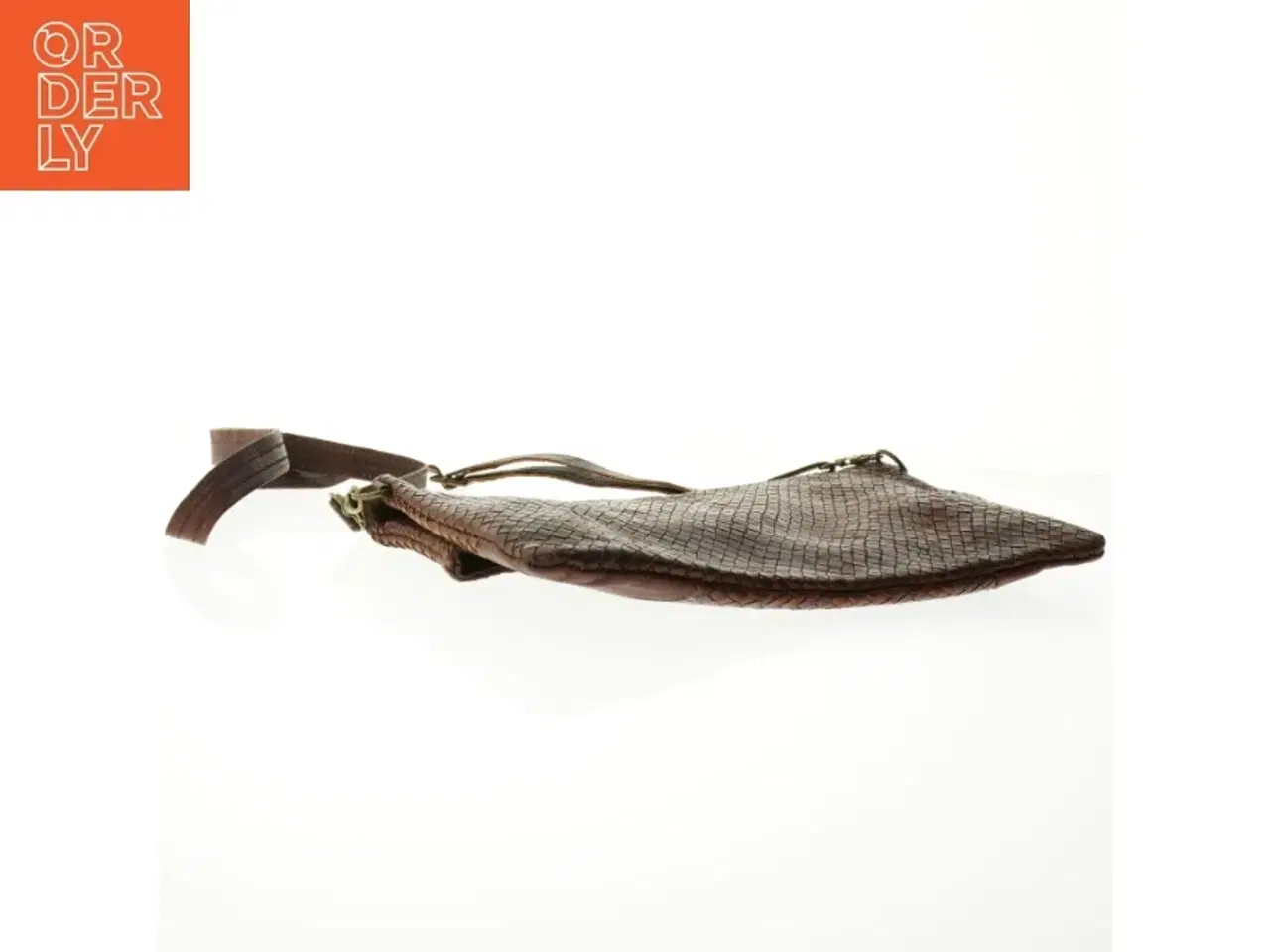 Billede 3 - Brun skind skuldertaske (str. 33 x 20 cm)
