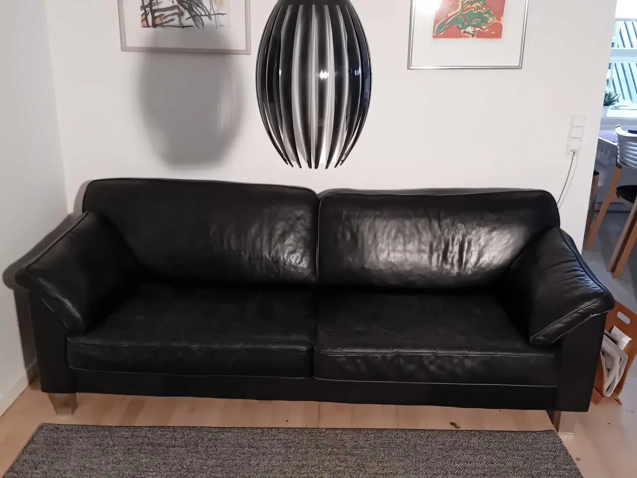 Billede 1 - Sort Lædersofa