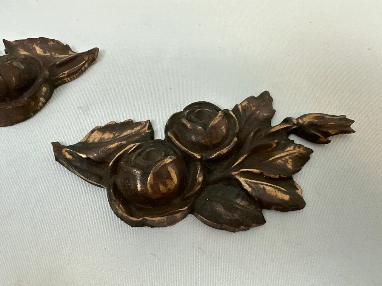 Billede 4 - 2 stk. vintage rose ornamenter I kobber