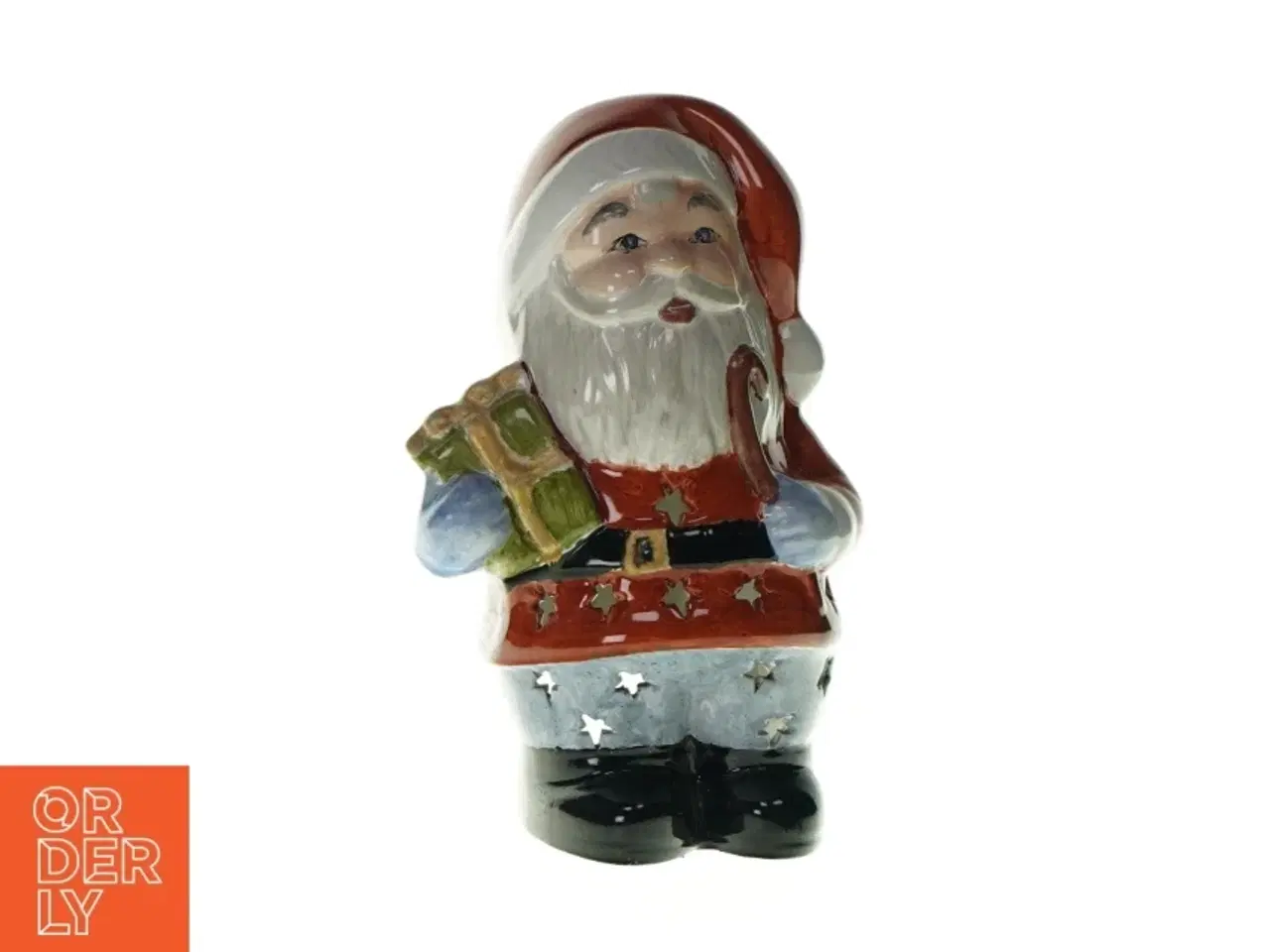 Billede 1 - Dekorativ julemandsfigur med lys (str. LB:23x7cm)