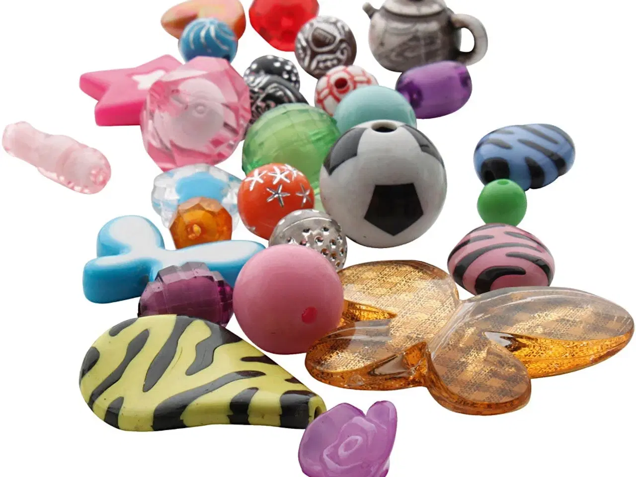 Billede 1 - Fantasy plastperlemix, str. 5-35 mm, hulstr. 1-4 mm, 1000g/ 1 pk.