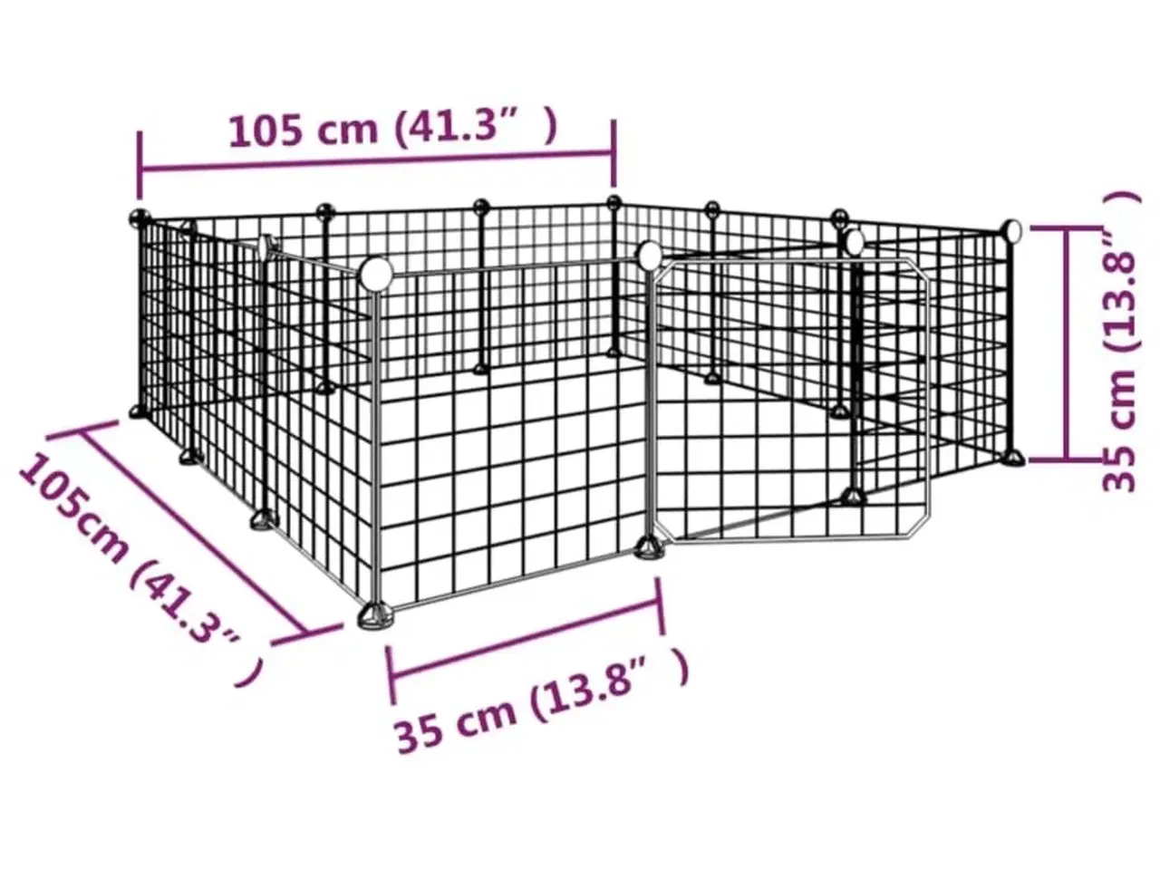 Billede 8 - 12-panels kæledyrsindhegning med låge 35x35 cm stål sort