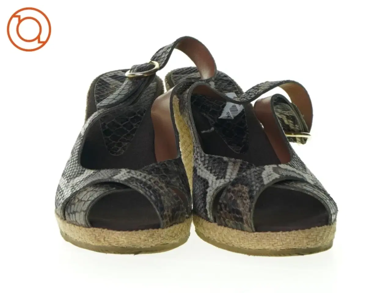 Billede 1 - Sandal med kilehæl i imiteret slangeskind fra Billi Bi (str. 39)