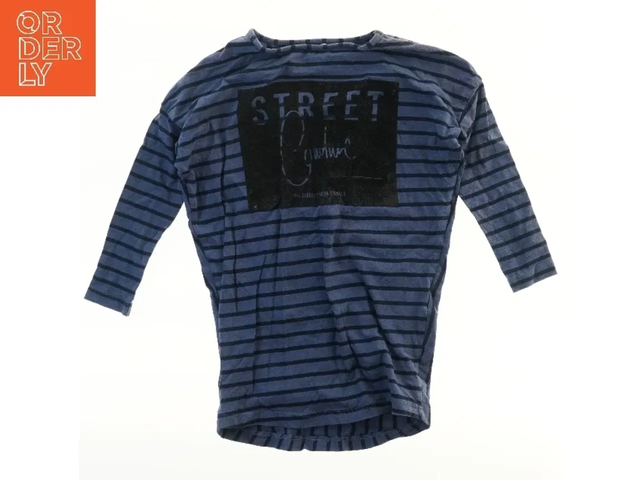 Billede 1 - Langærmet stribet bluse med tekst fra Name It (str. 116)