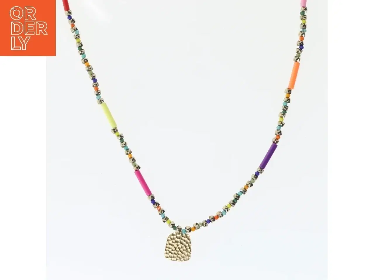 Billede 1 - Farverig halskæde med vedhæng (str. 80 cm)