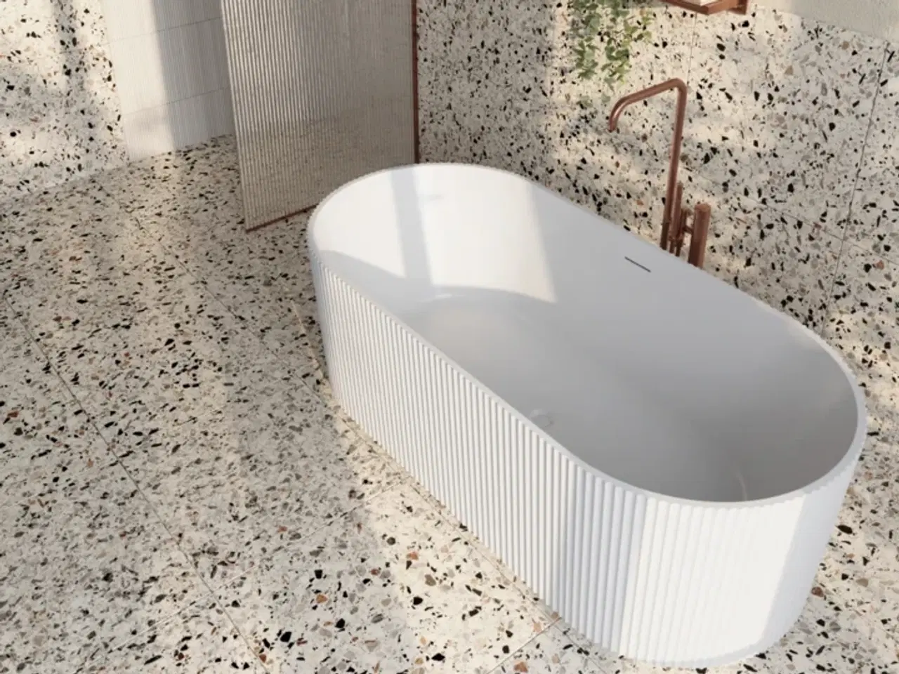 Billede 1 - Leonora oval mat hvid fritstående kar -  Strømberg  STRØMBERG