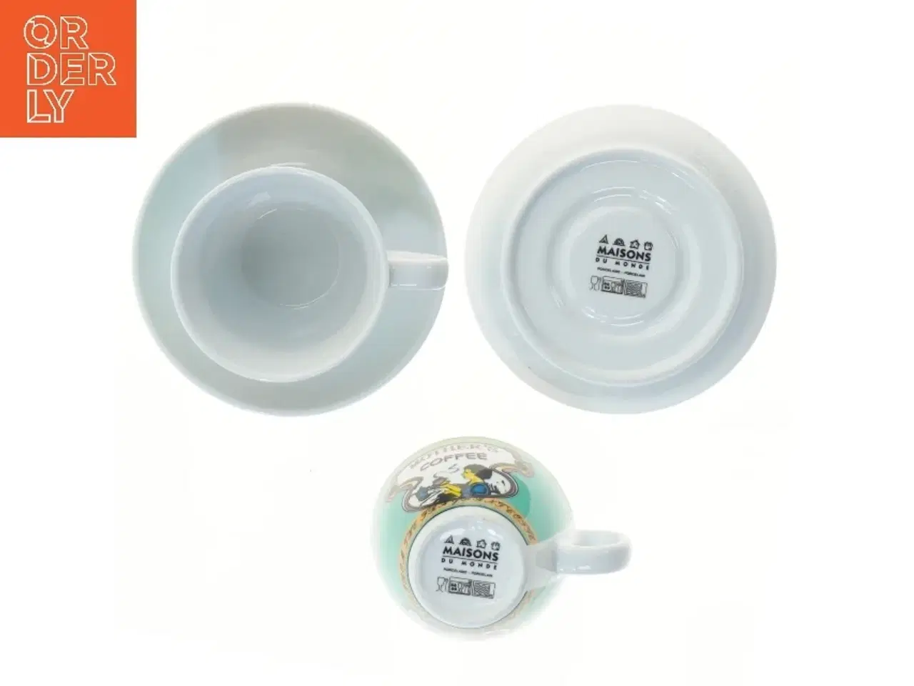 Billede 3 - Kaffekopper med underkopper fra Maisons (str. 2 stk Ø 9 & 14 cm)