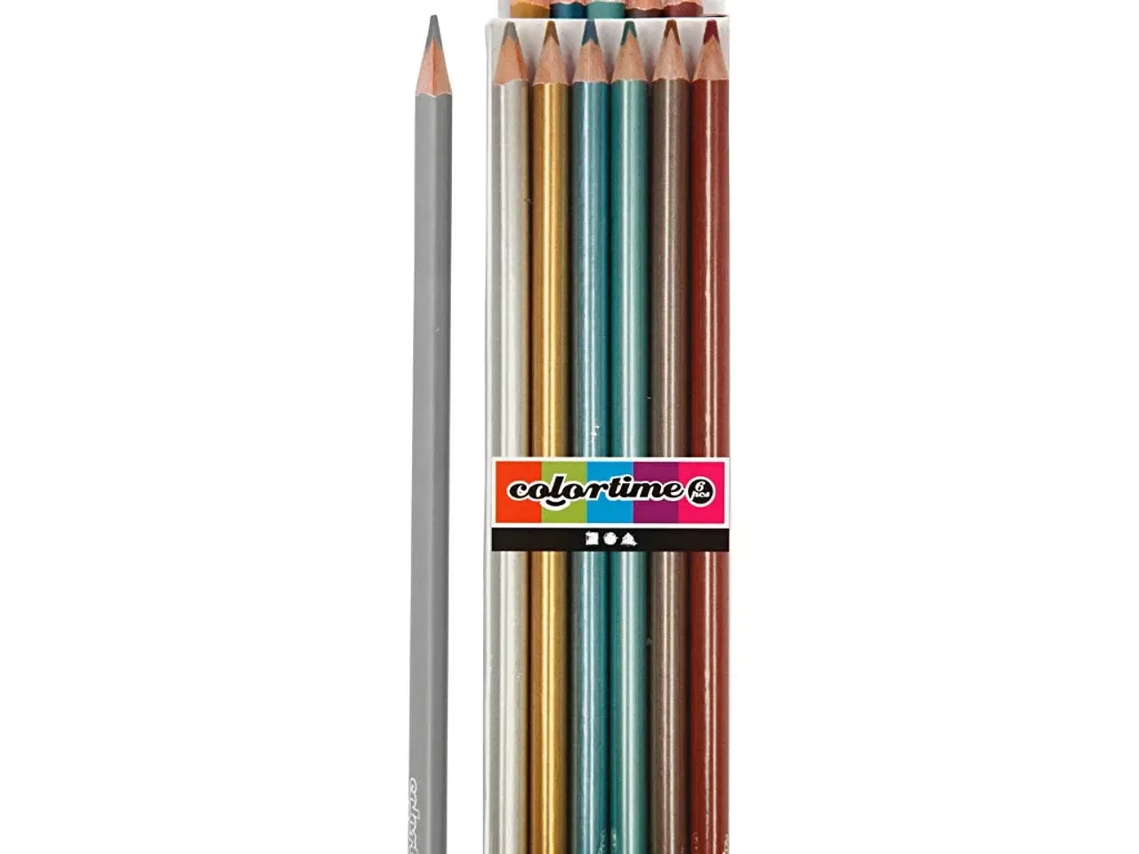 Billede 1 - Colortime Farveblyanter, L: 17,45 cm, mine 3 mm, metallicfarver, 6 stk./ 1 pk.