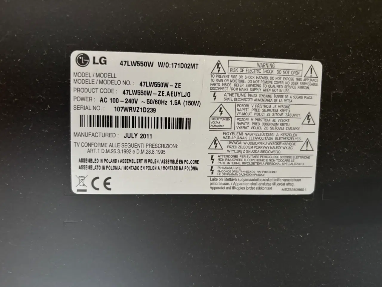 Billede 2 - Fjernsyn LG 47
