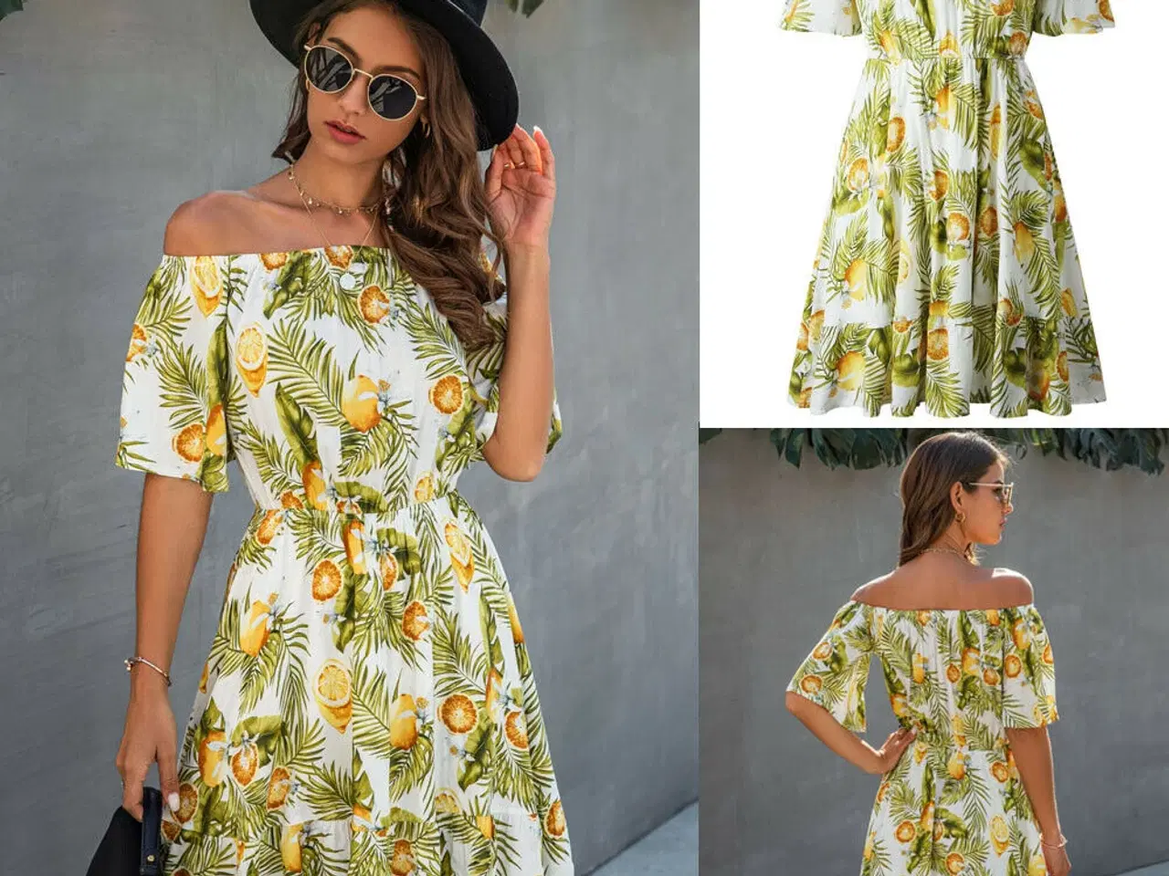 Billede 1 - kjole-mini med flot print af Citrus frugter/M og L