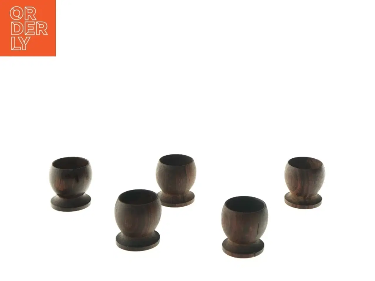 Billede 1 - Æggebægrer af palisander, sæt af 5 (str. 5 stk Ø 4,5 cm højde 5 cm)