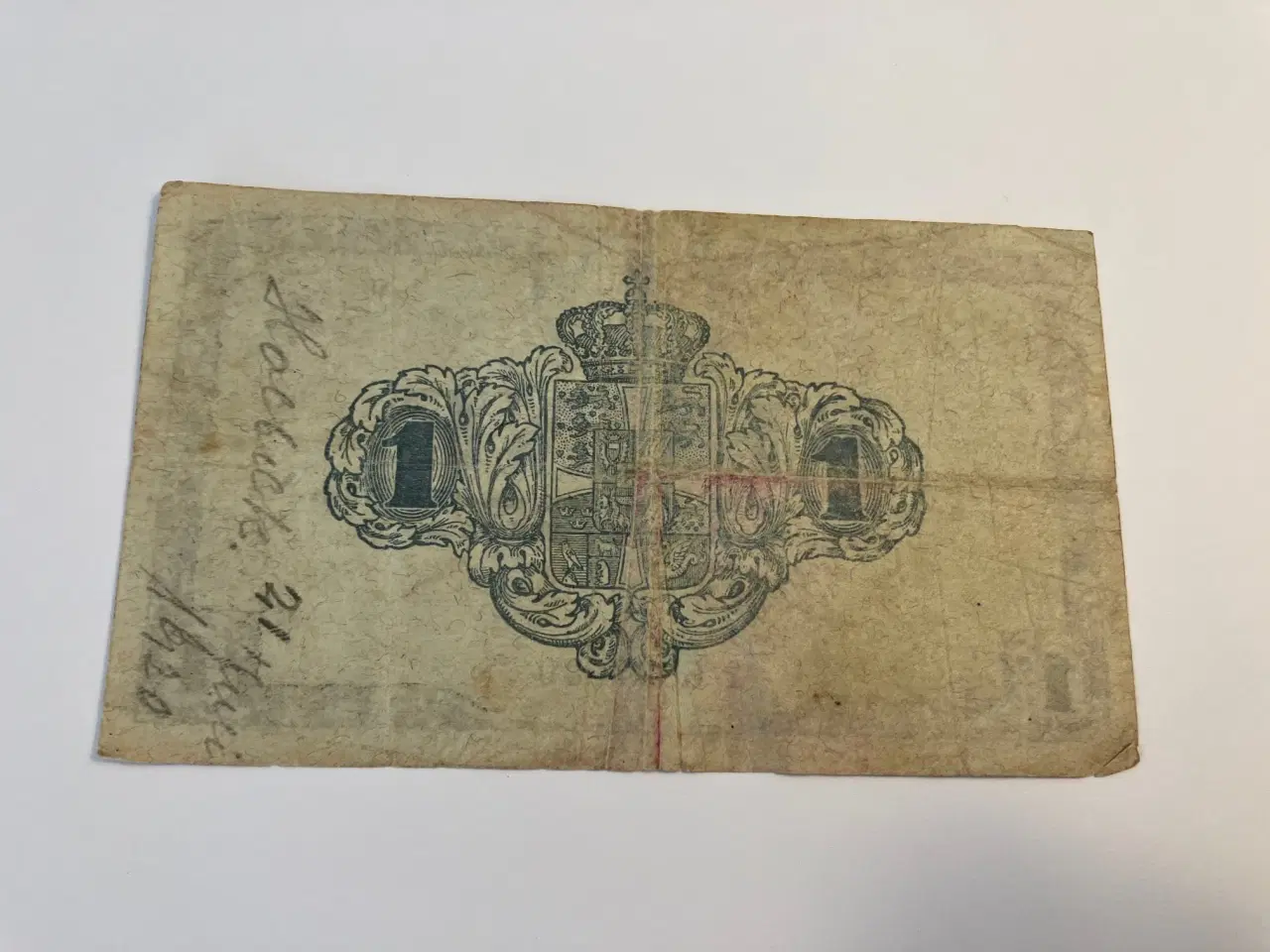 Billede 2 - 1 Krone Danmark 1918 - Blyant på bagside