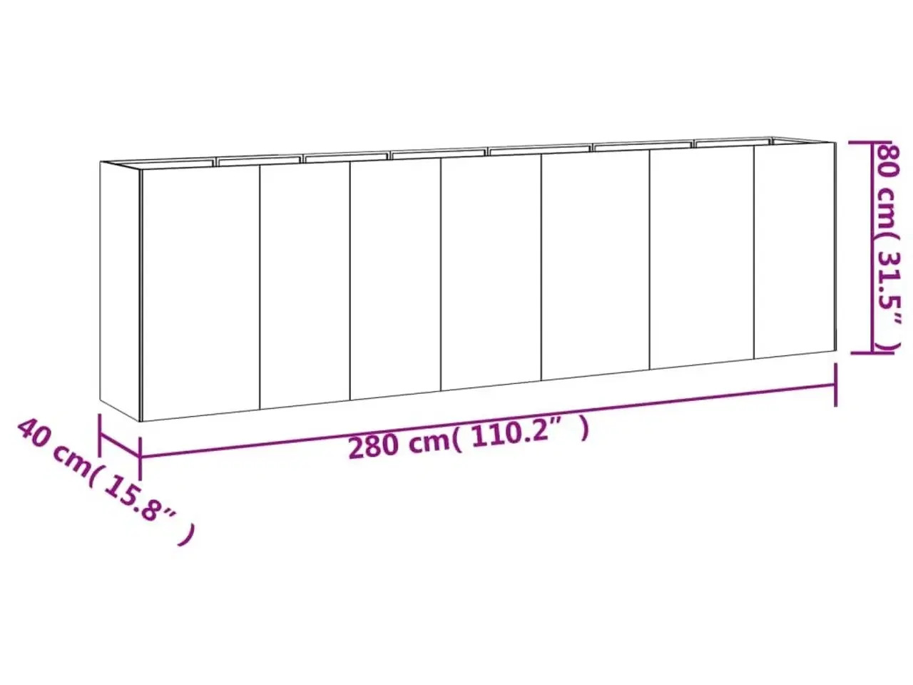 Billede 6 - Højbed 280x40x80 cm cortenstål