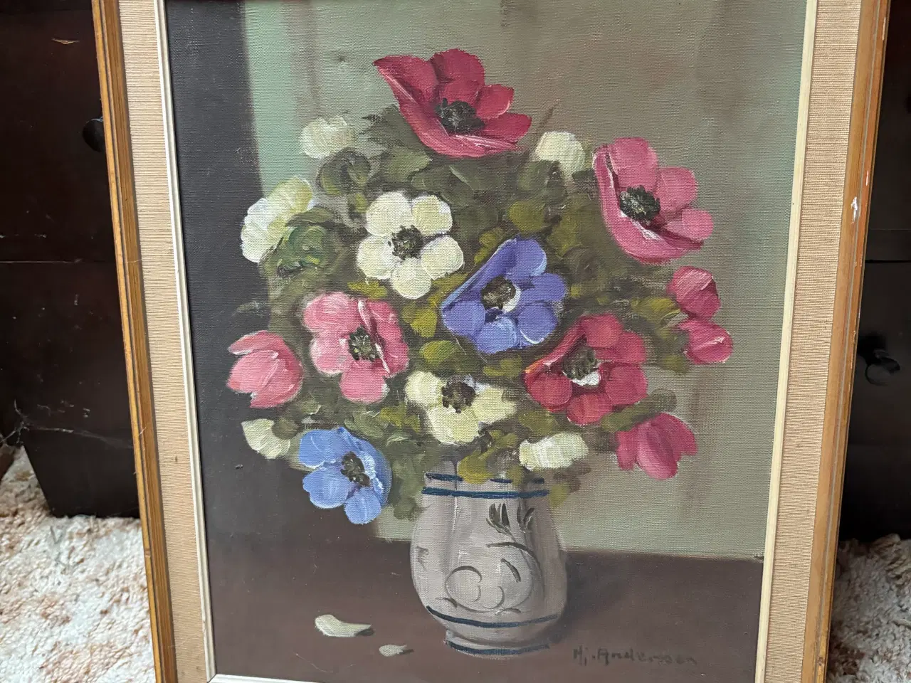 Billede 1 - maleri med blomstermotiv