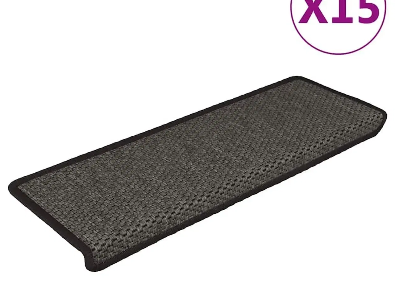 Billede 1 - Selvklæbende trappemåtter 15 stk. 65x21x4cm sisal-look antracit