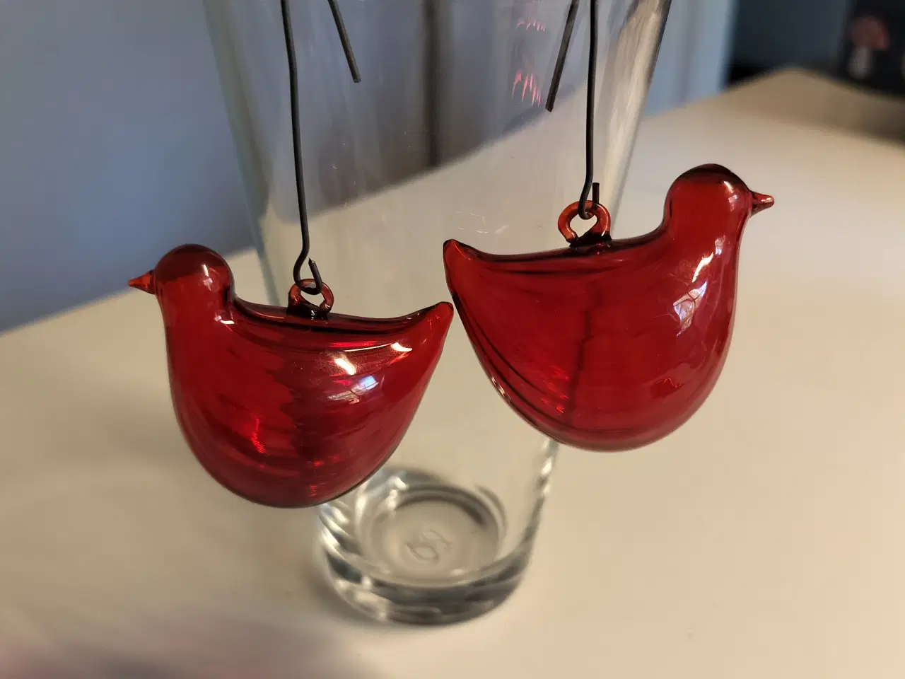 Billede 1 - julepynt gammelt Juletræs ophæng 2 stk røde glasfu