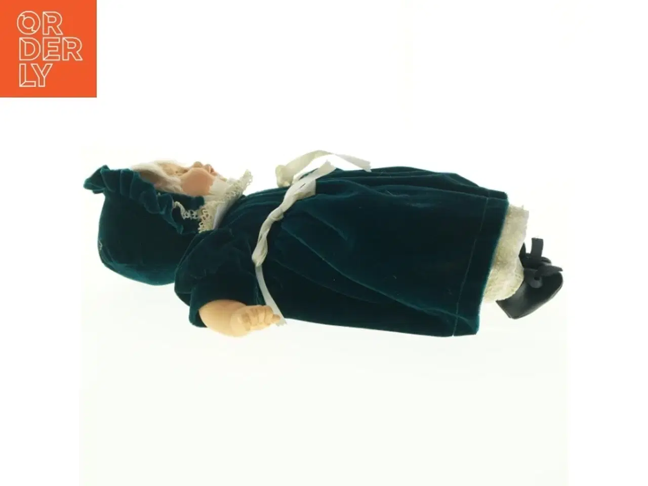 Billede 4 - Porcelænsdukke med velourkjole (str. 35 x 17 cm)