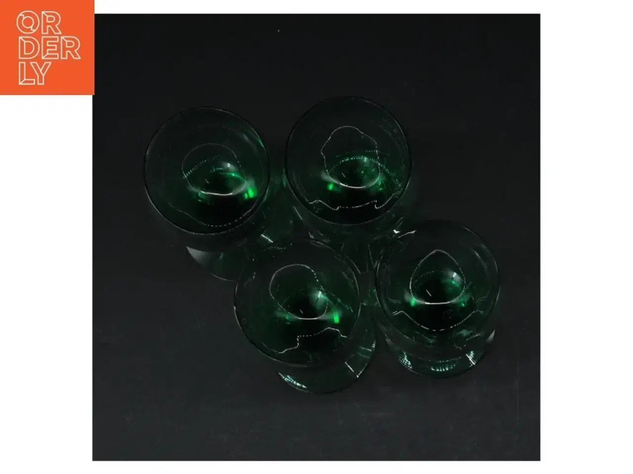 Billede 3 - Grønne krystal vinglas (str. Ø. 5,5 cm. længde, 13 cm. 4 styk)