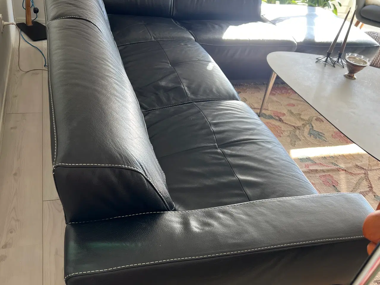 Billede 2 - Sort hjørne Lædersofa 