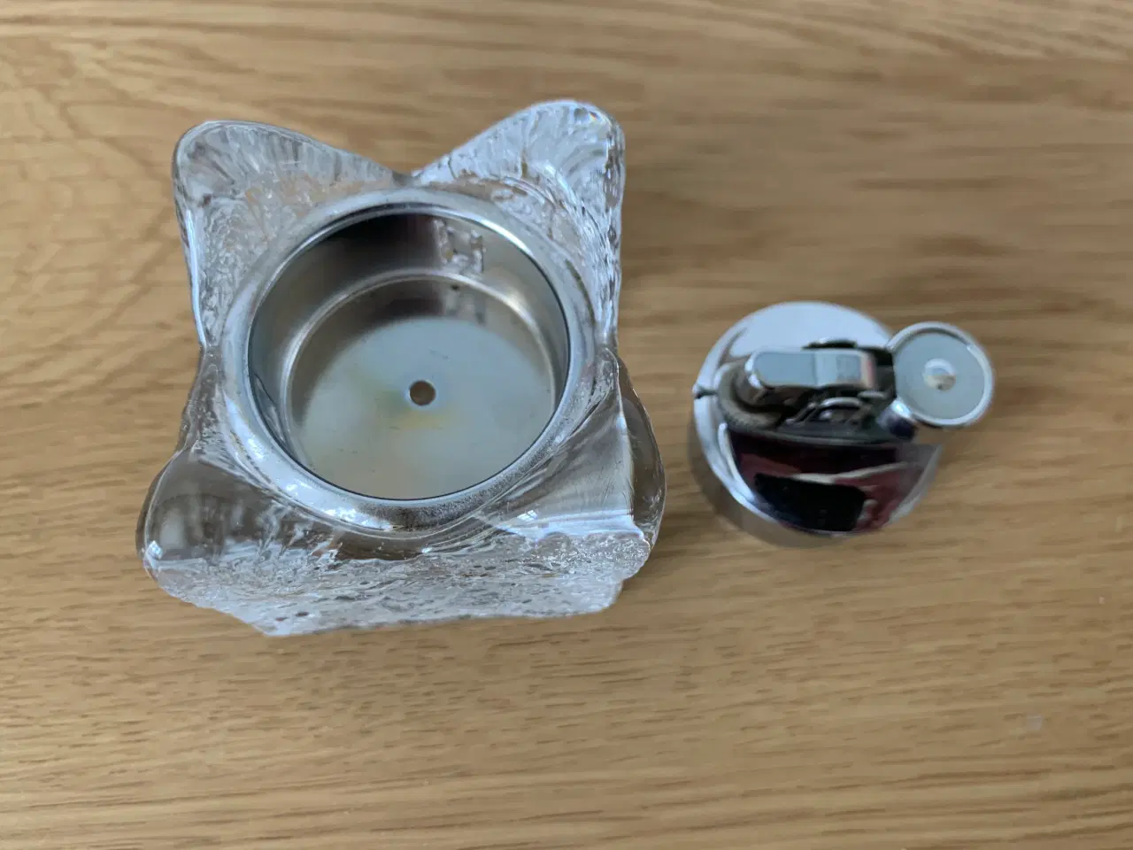 Billede 1 - Bordlighter i glas og stål, isklump