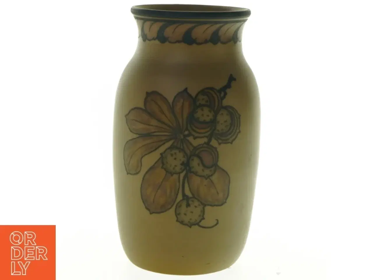 Billede 1 - Bornholmsk keramikvase med blomsterdekoration (str. H. 20 cm)