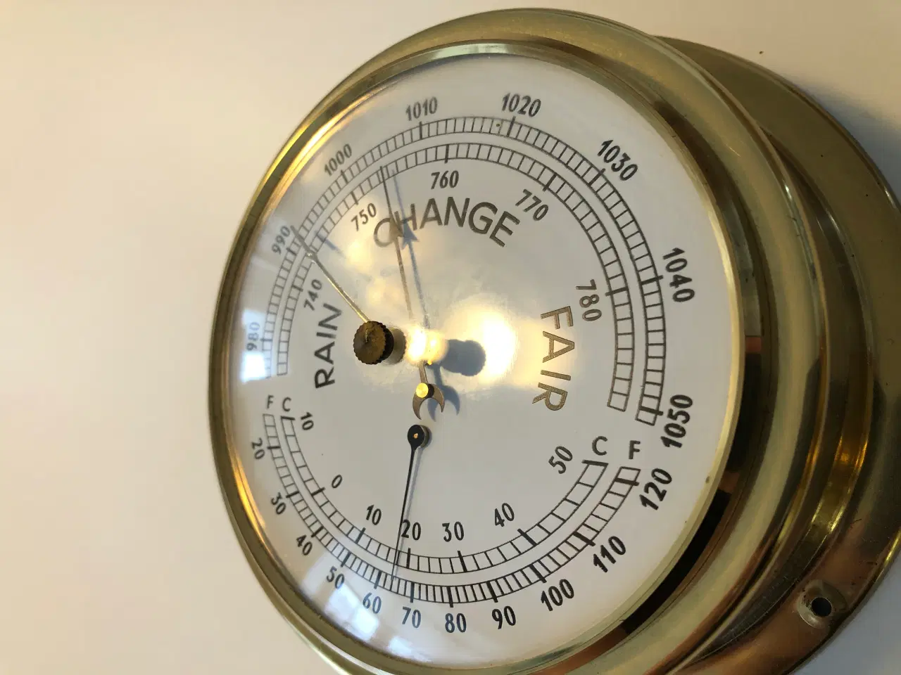 Billede 3 - Skibsur og barometer/termometer i messing