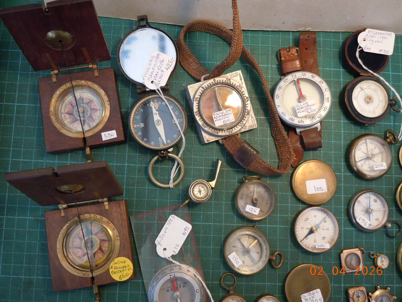 Billede 2 - Samling kompasser, Solur, træ, messing, bronze M.V