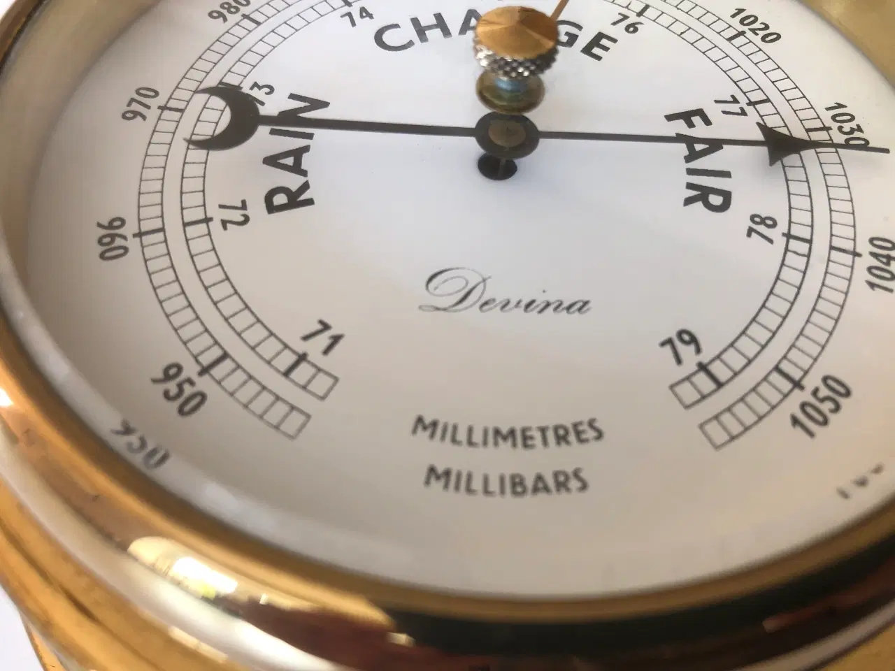 Billede 5 - Skibsbarometer i messing fra Devina