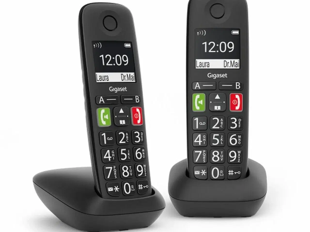 Billede 1 - Trådløs telefon Gigaset E290 Duo - sort fastnettelefon med 2 håndsæt