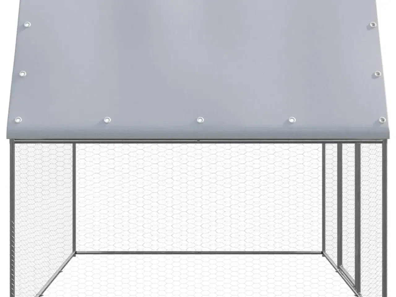 Billede 3 - Hønsebur 3x2x2 m galvaniseret stål sølvfarvet og grå