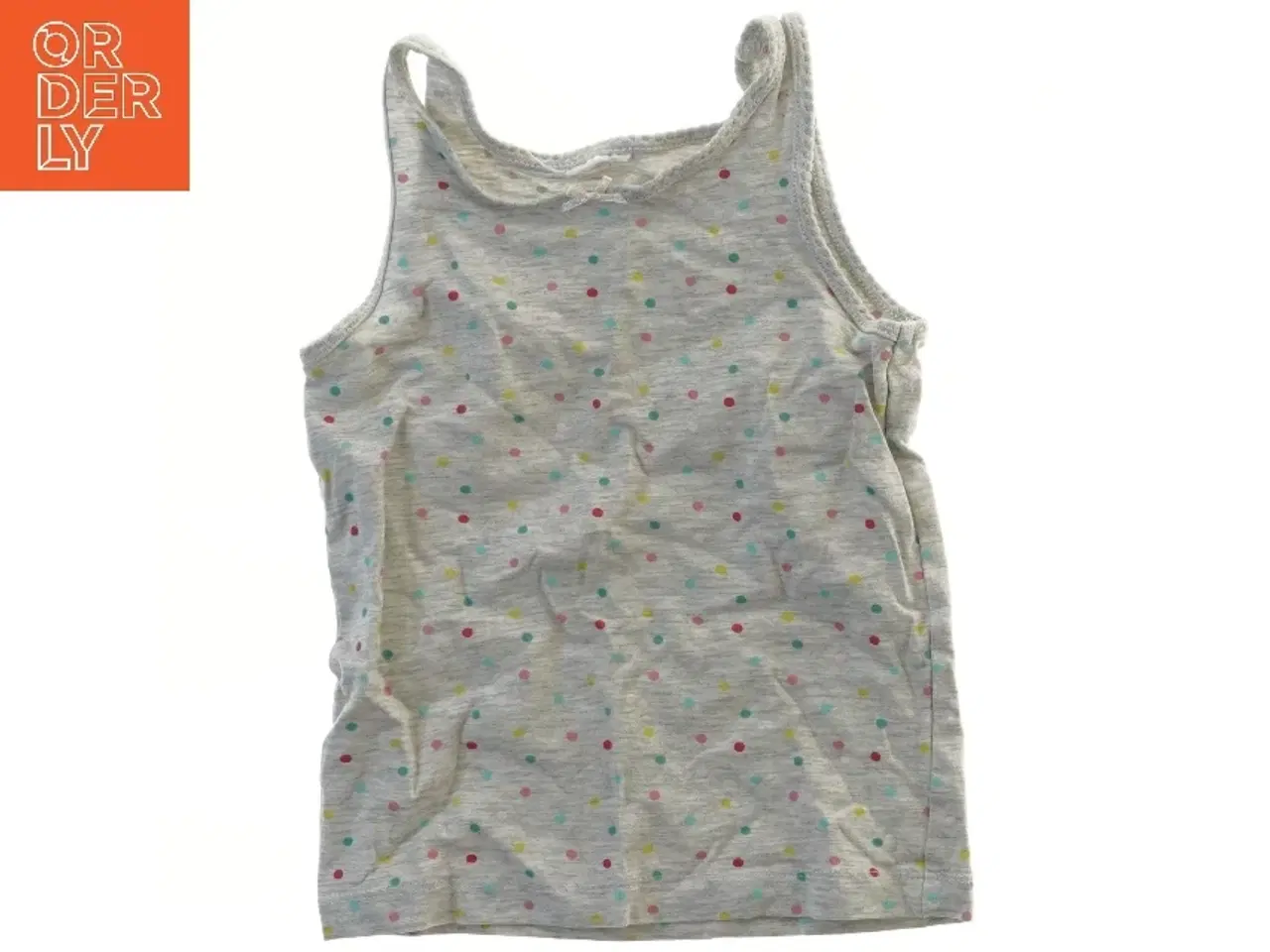 Billede 1 - Grå top med farvede prikker (str. 92)