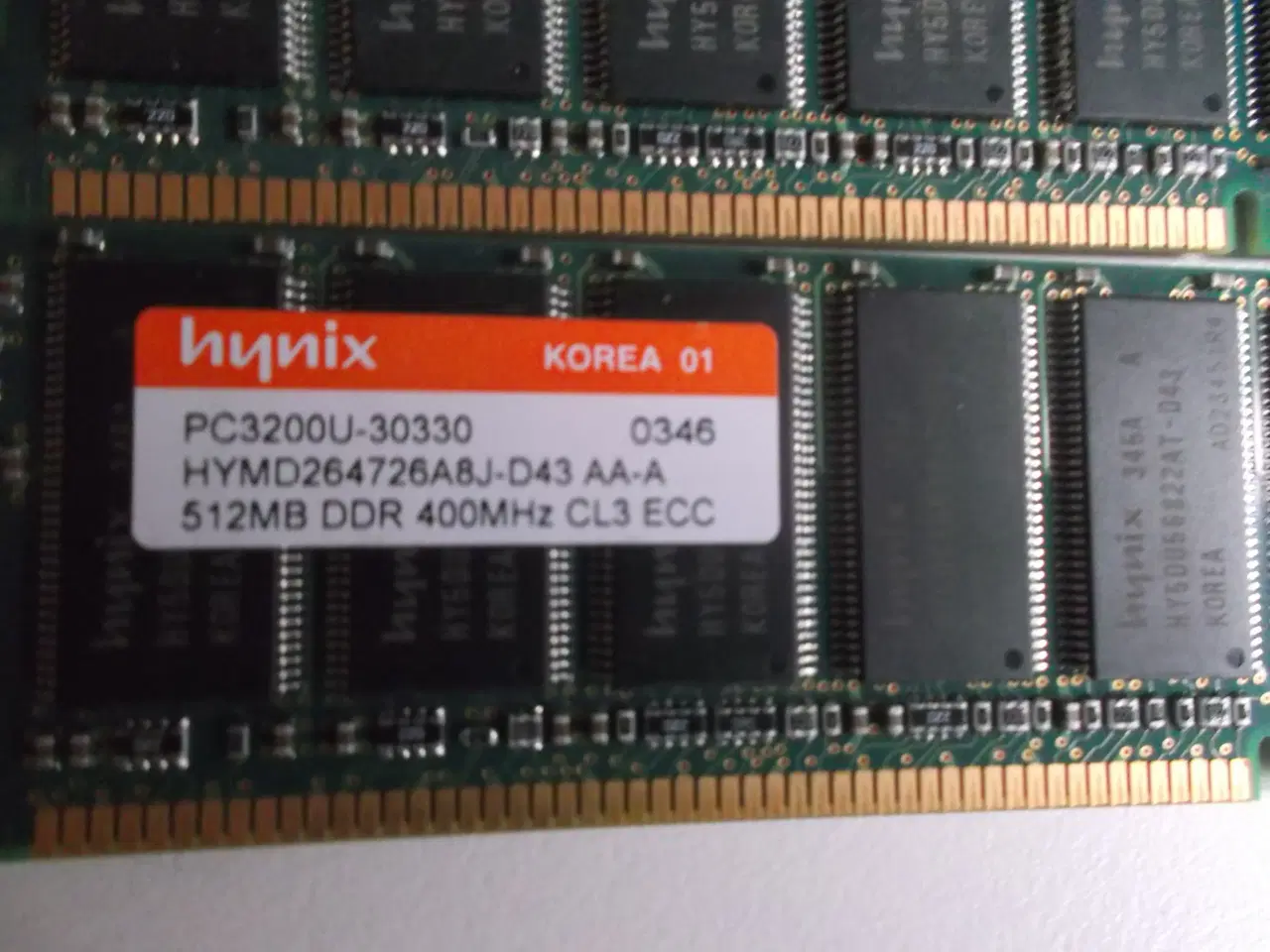 Billede 2 - hynix RAM 512MB PC3200U-30330 DDR 400MHz CL3 ECC
