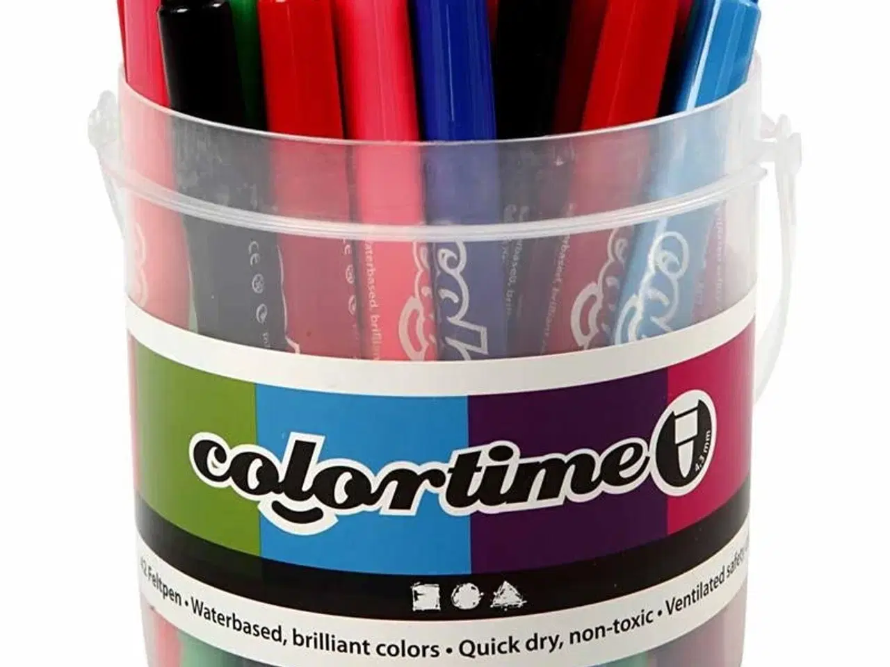 Billede 1 - Colortime Tusch, streg 5 mm, ass. farver, 42stk./ 1 pk.