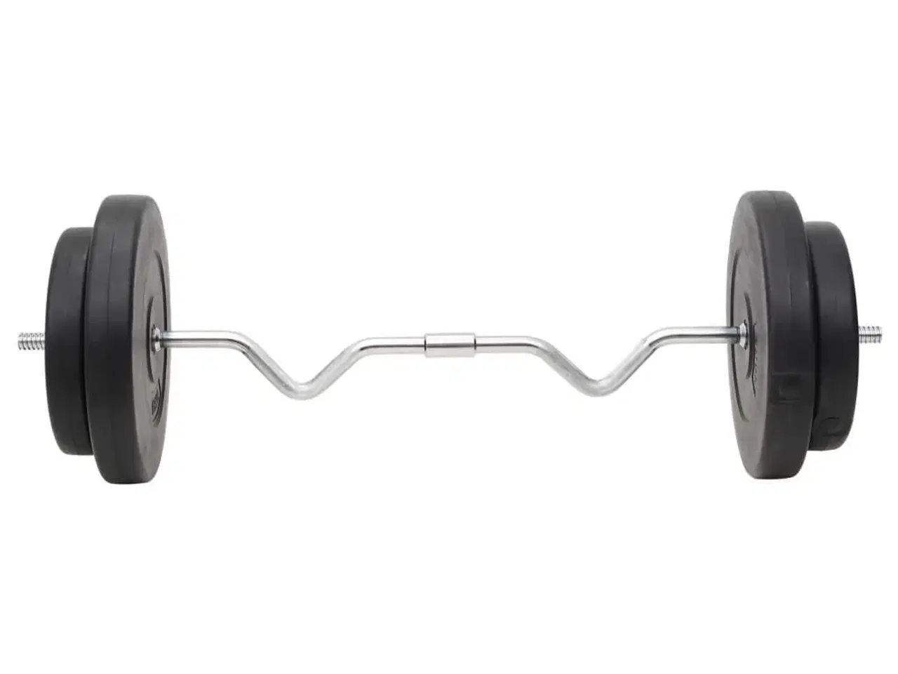 Billede 3 - Vægtstang og håndvægt med skiver 120 kg